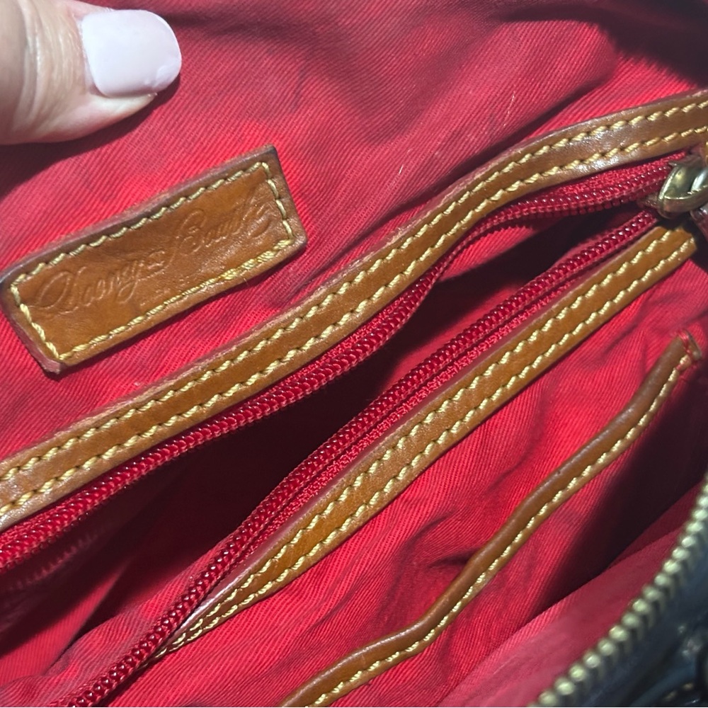 Dooney Bourke Monogram Pattern Navy and Brown Satchel Handbag - Picture 9 of 15